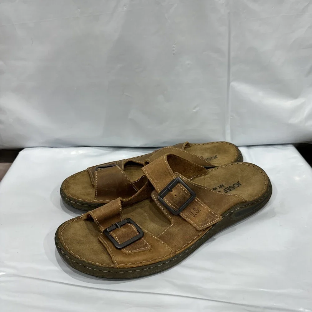 Josef Seibel Maverick 06 Men's 11-11.5 Brown Leather Adjustable Sandals EBS1183